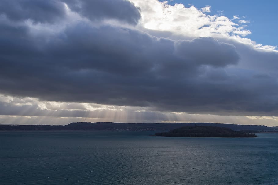 lake, clouds, sky, water, landscape, nature, cloud - sky, beauty in nature HD wallpaper