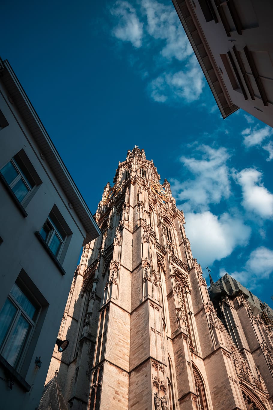 belgium, antwerp, clouds, sky, building, high, architecture HD wallpaper