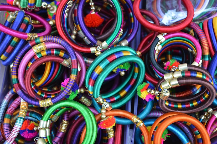 Pile Of Women's Assorted Colored Bangles, accessories, accessory