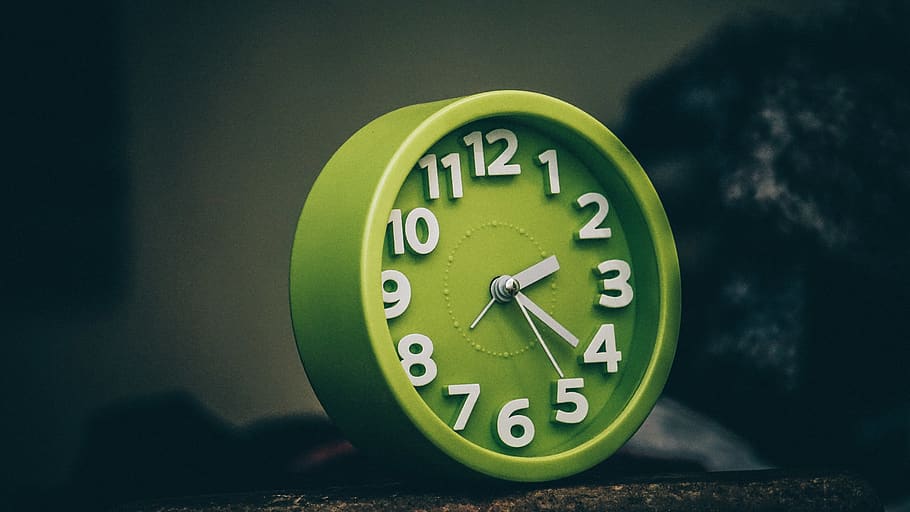round green clock, number, green color, time, no people, close-up HD wallpaper