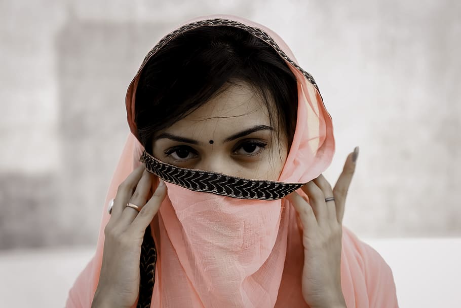 Woman Wearing Pink Headscarf, beautiful, beauty, fashion, female