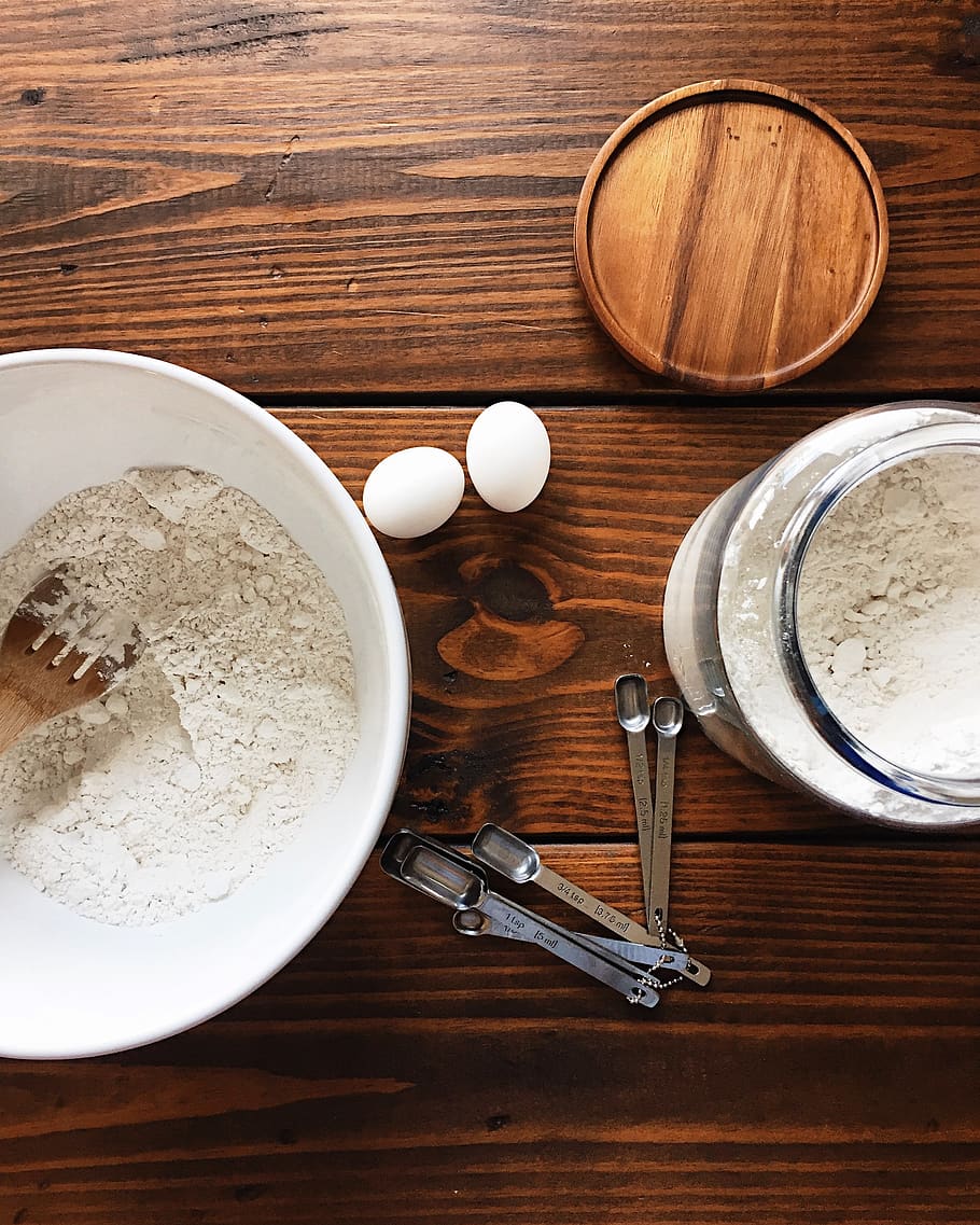kitchen, wood, ceramic, white, baking, table, food and drink HD wallpaper