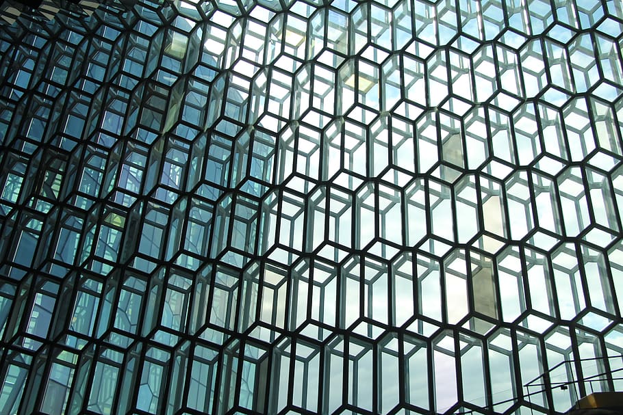Rectangle cube shaped 3D windows., iceland, reykjavík, harpa HD wallpaper