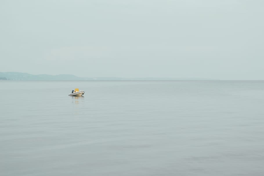 boat, lonely, alone, ship, water, flow, sea, river, nautical vessel HD wallpaper