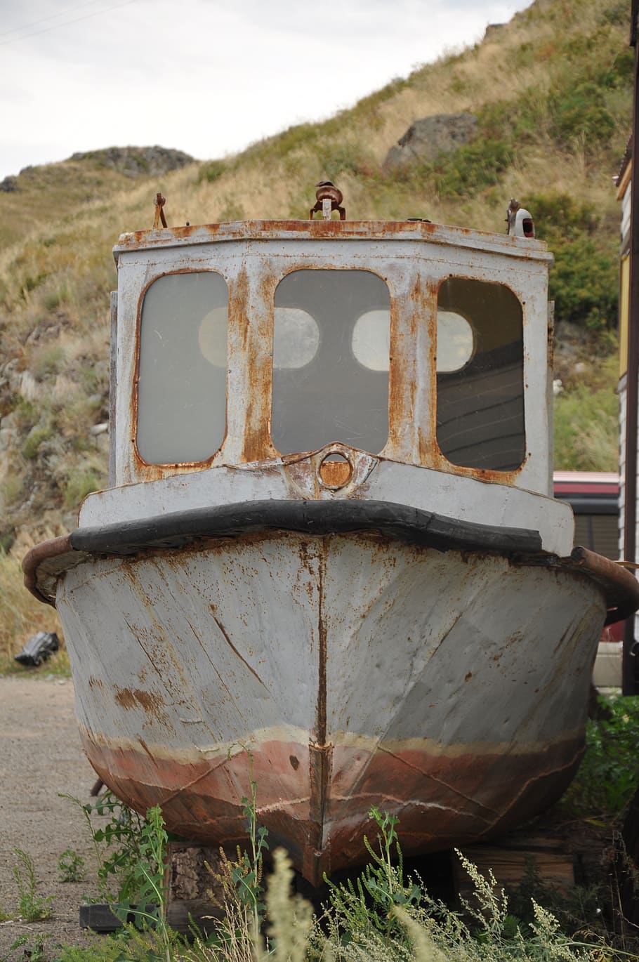 boat, old, rusty, iron, vintage, water, landscape, sea, boats HD wallpaper