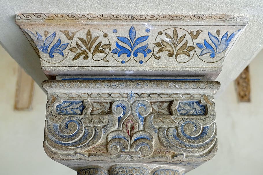 pillar, column, decoration, flower, motive, architecture, moors HD wallpaper