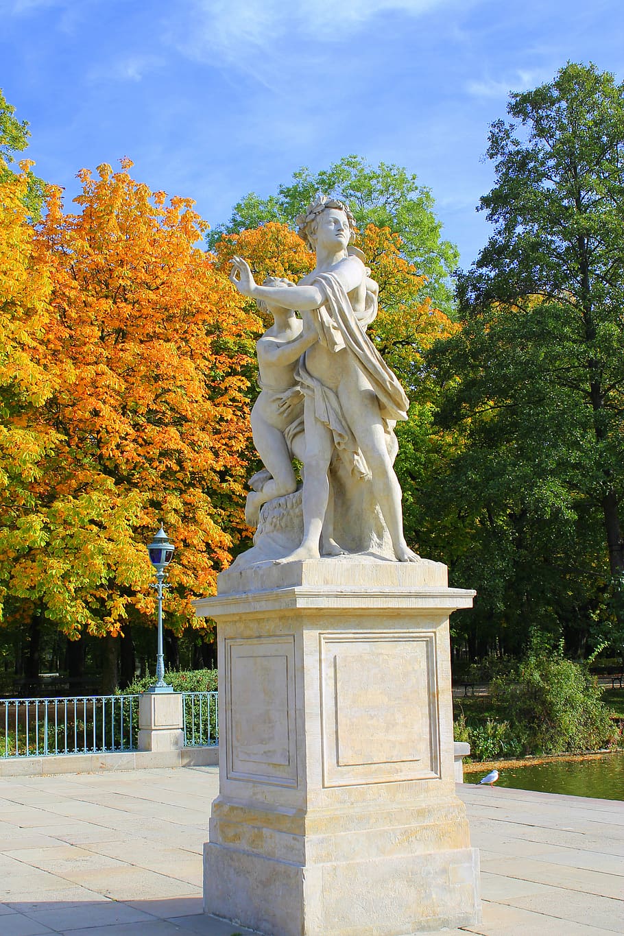 polska, warszawa, statue, tree, garden, sculpture, plant, human representation HD wallpaper