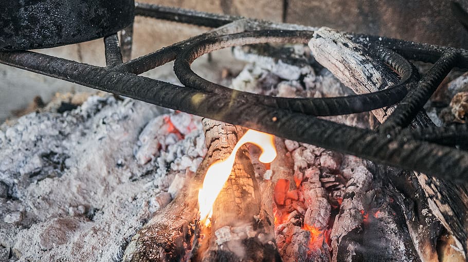 burned woods, fire, flame, snake, animal, reptile, bonfire, handrail HD wallpaper