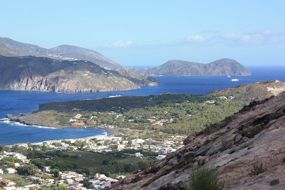 vulcano, lipari, salina, eolienne, mountain, water, scenics - nature HD wallpaper