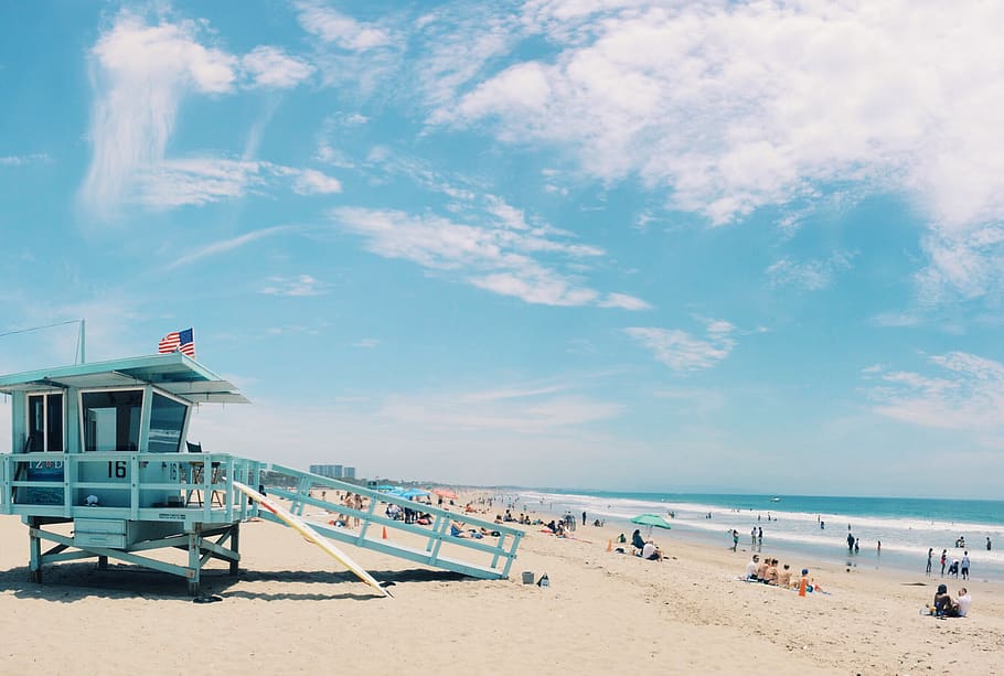 beach, water, land, sea, sky, sand, lifeguard hut, nature, cloud - sky HD wallpaper