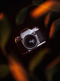 grey and black camera, electronics, digital camera, strap, person HD wallpaper