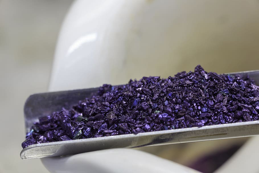 Crystals of potassium permanganate used in medicine and chemical reactions