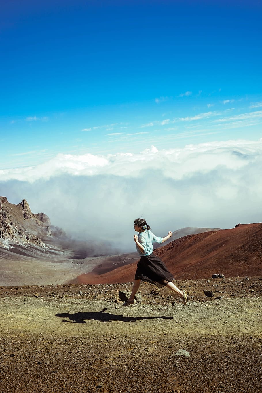 volcano, cloud, sands, mountain, full length, one person, sky HD wallpaper