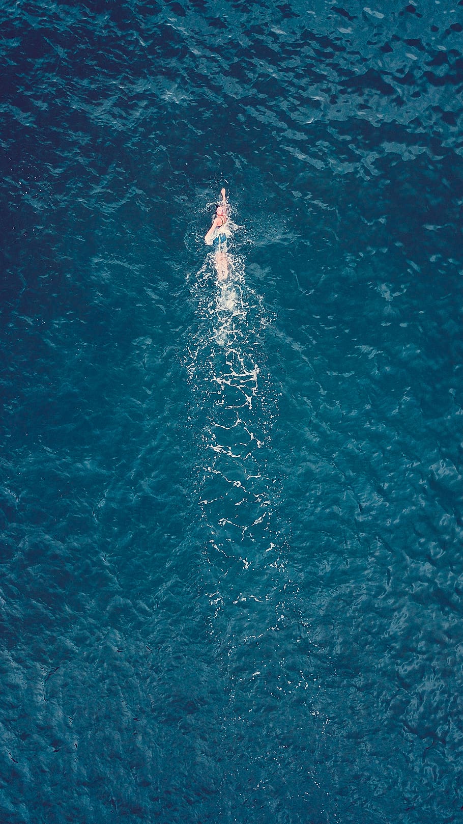 sea waves, water, waterfront, high angle view, swimming, nature HD wallpaper