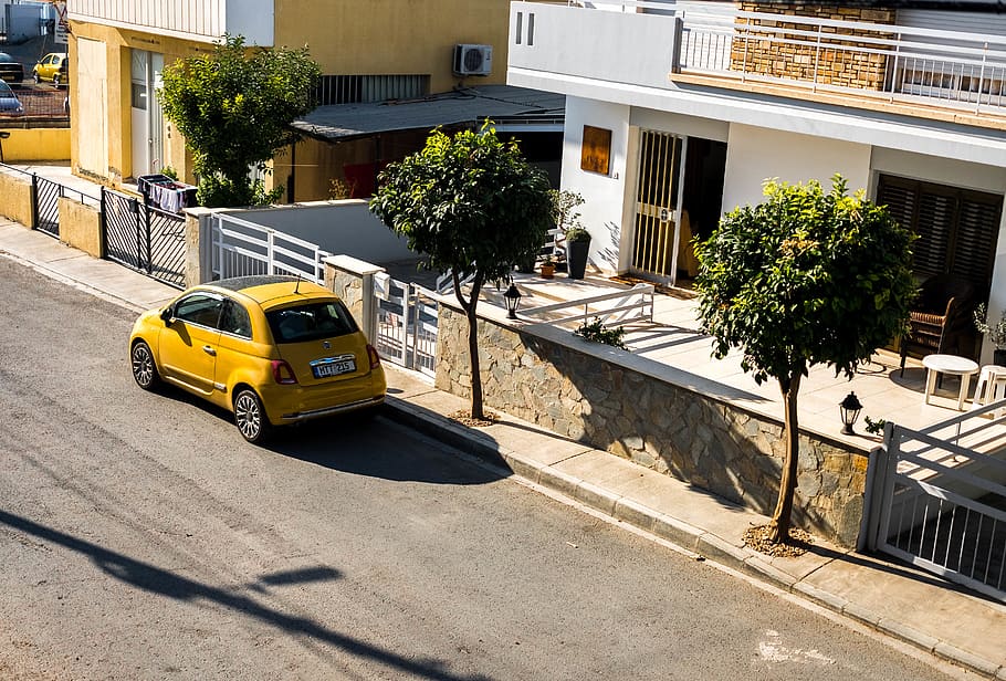 Car Beside Tree, architecture, daylight, daytime, pavement, road HD wallpaper
