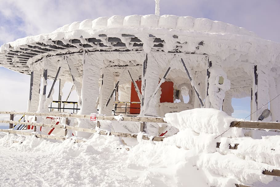 snow covered concrete building, nature, outdoors, winter, storm HD wallpaper