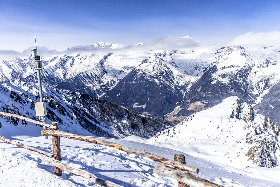 snow, mountain, cold, trees, sky, nature, mountains, photo HD wallpaper