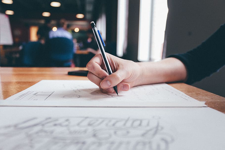 Black Ballpoint Pen, art, composition, desk, handwriting, pencil HD wallpaper