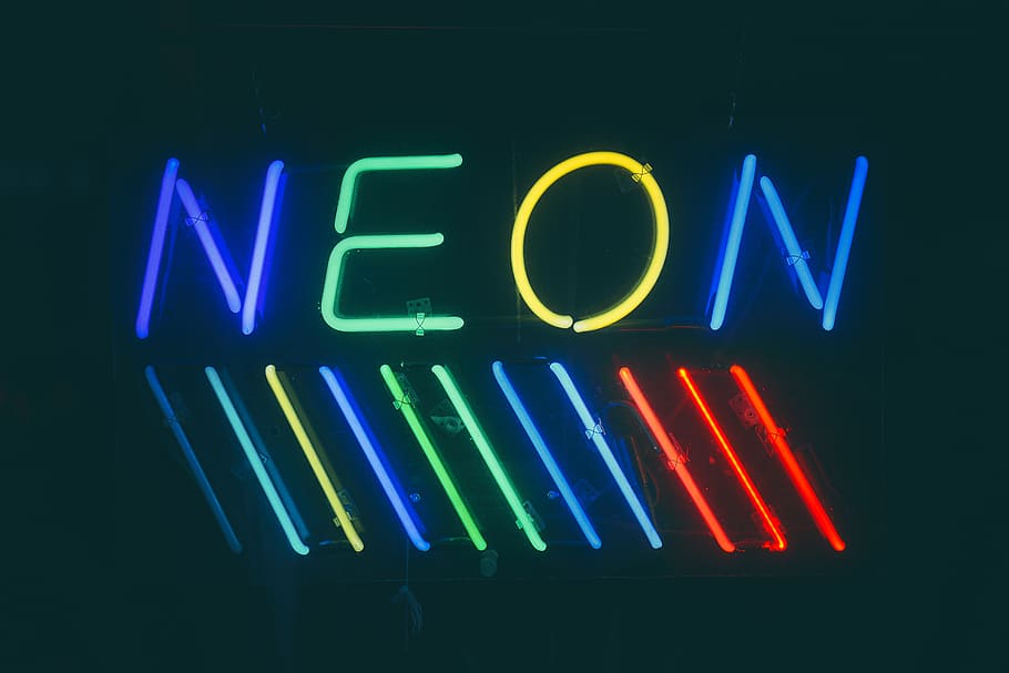 multicolored neon lights, illuminated, text, glowing, lighting equipment HD wallpaper