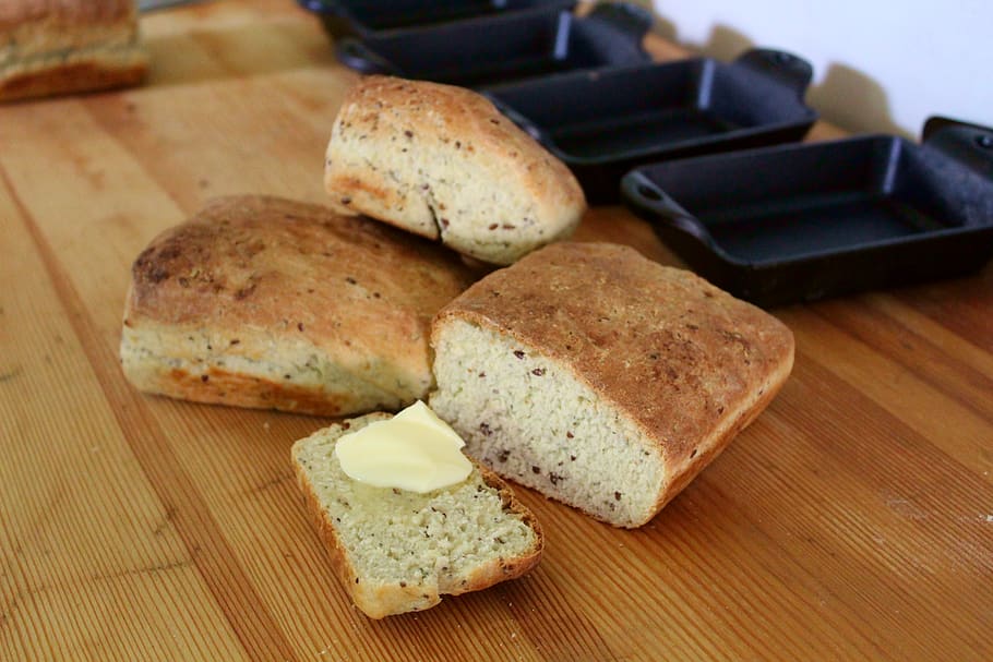 bread, butter, slice, wheat, grains, seeds, wholesome, homemade HD wallpaper