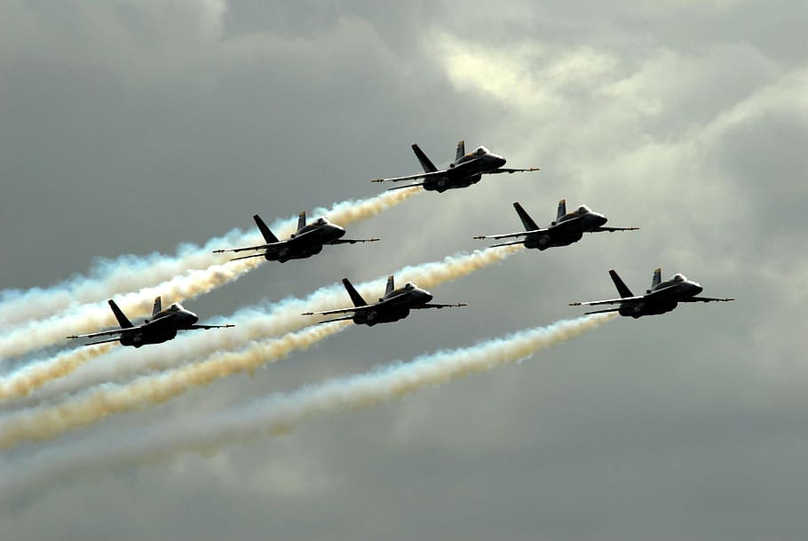 blue, angel, plane, airplane, flying, jet, aircraft, airshow HD wallpaper