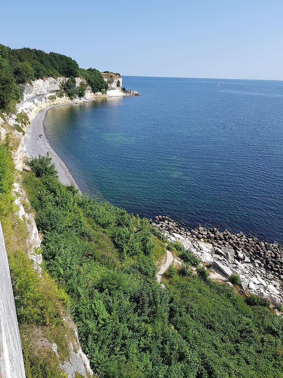stevens klint, denmark, chalk cliffs, sea, water, scenics - nature HD wallpaper