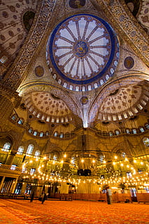interior, light up, mosque, turkey, istanbul, old city, tourism HD wallpaper