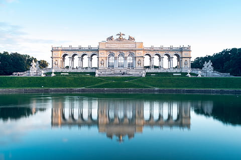 white concrete building, architecture, water, castle, nature HD wallpaper