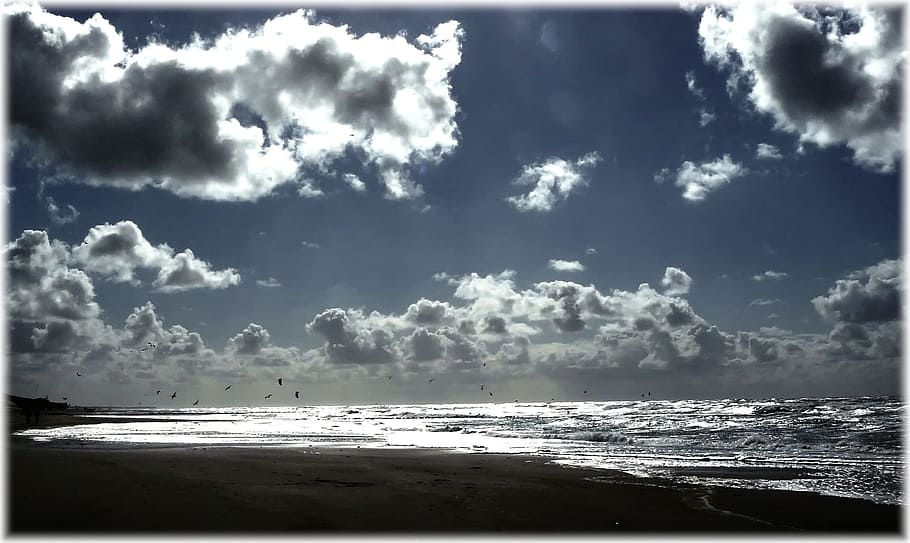 view, nature, sea, ocean, shore, beach, water, flow, sky, cloud - sky HD wallpaper