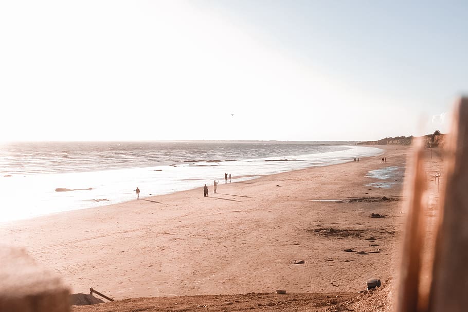 beach sand and water, sunrise, sea, summer, land, sky, scenics - nature HD wallpaper
