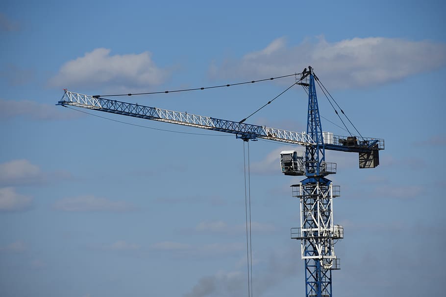 crane, construction, sky, equipment, build, building, development HD wallpaper