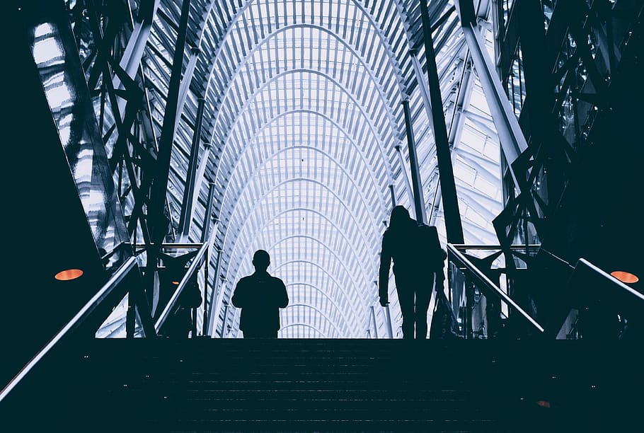 architecture, building, infrastructure, indoor, people, walking HD wallpaper