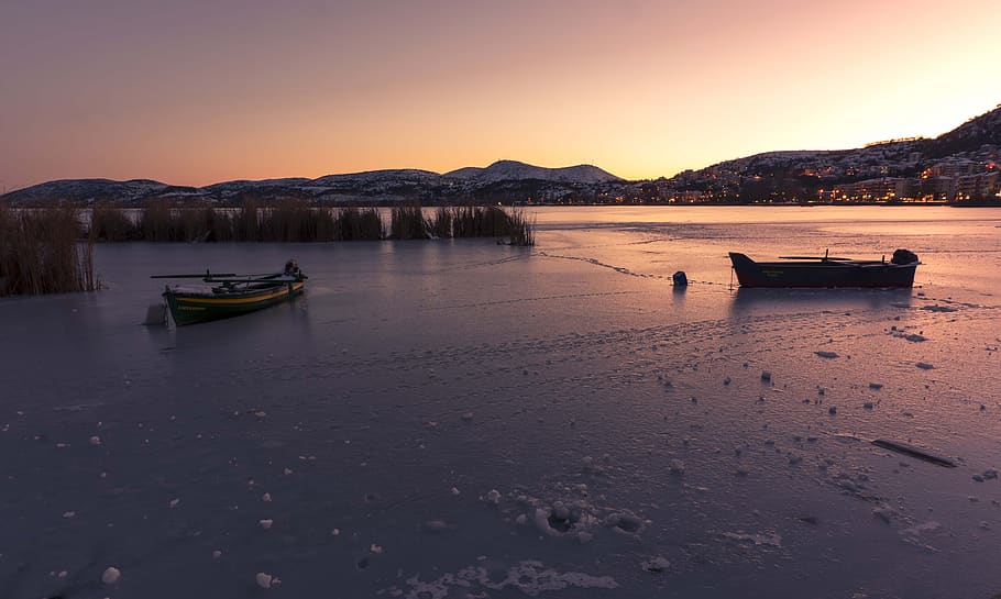 lake, ice, frozen, cold, frost, blue, snow, nature, landscape HD wallpaper