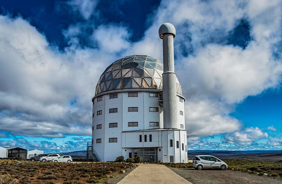 observatory, clouds, sky, nature, science, summit, telescope HD wallpaper