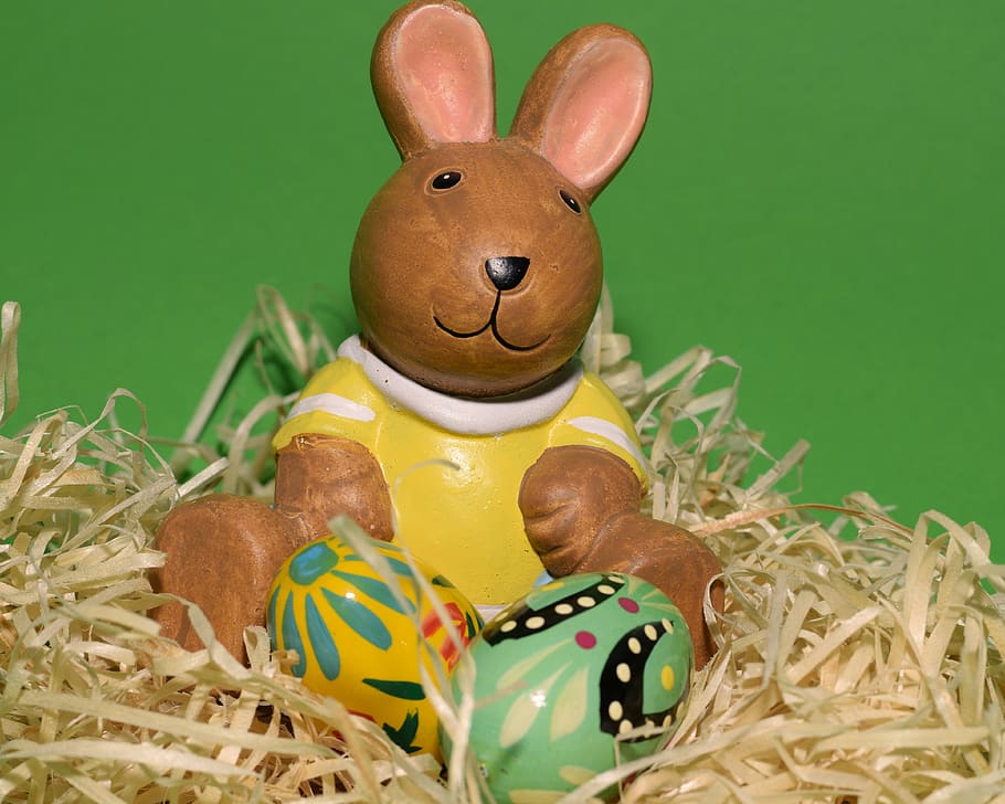 easter, hare, ceramic, easter bunny, decoration, easter eggs HD wallpaper