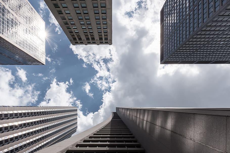 Skyscrapers downtown Chicago, abstract, architecture, blue, buildings HD wallpaper
