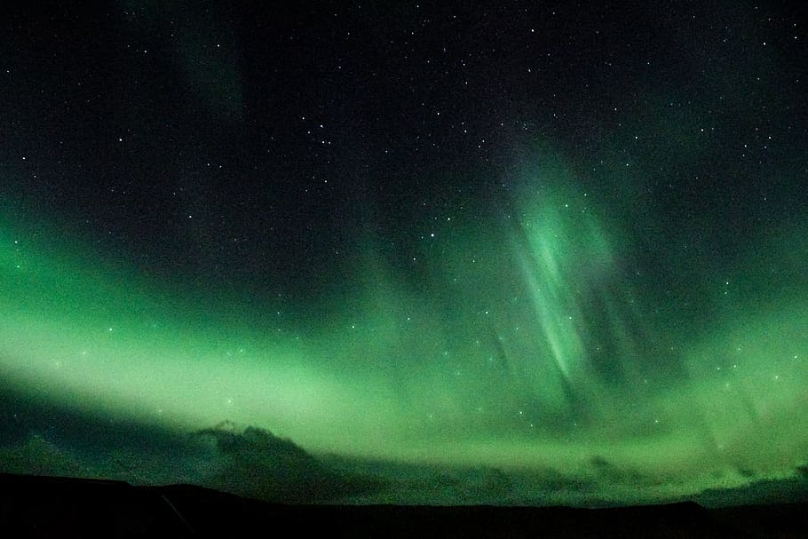 iceland, wallpaper, night, night sky, night light, green, aurora borealis, HD wallpaper