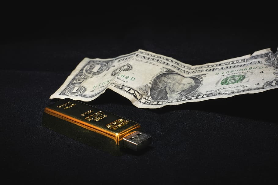 memory, usb, flash-drive, pendrive, ingot, gold, money, finance HD wallpaper
