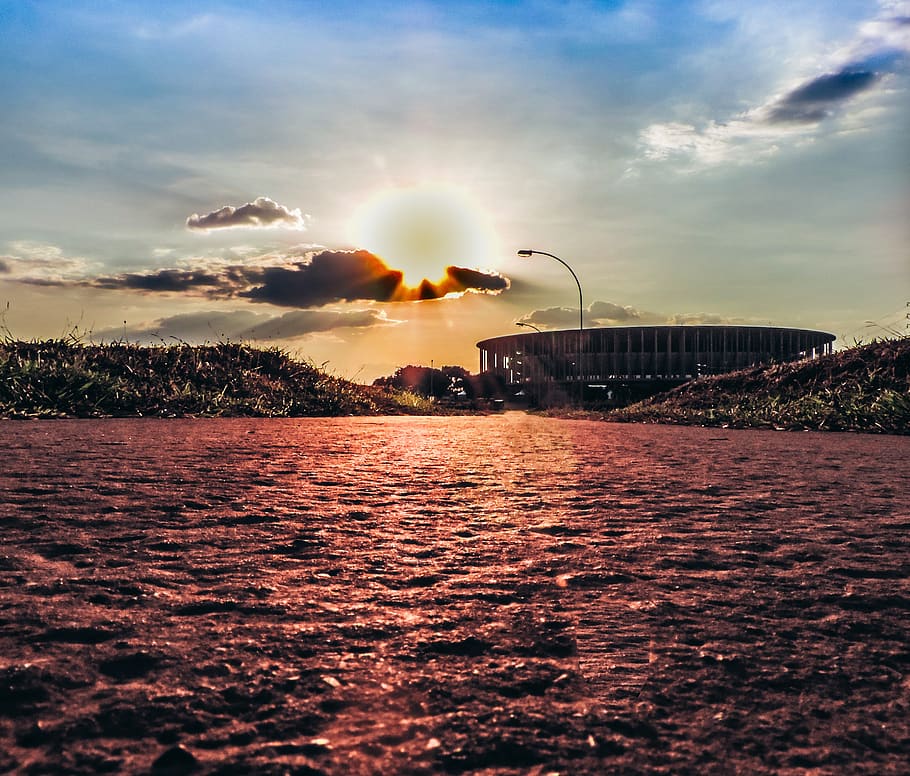 sunset, brasilia, df, sol, nature, eventide, horizon, brazil HD wallpaper