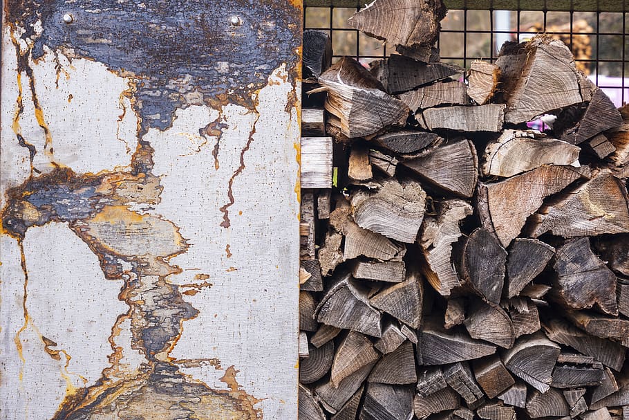 brown firewoods, lumber, rust, pattern, details, steel, paintball HD wallpaper