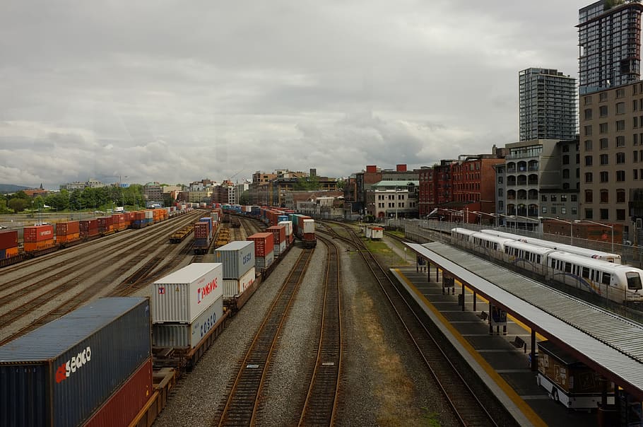 vancouver, canada, train, cargo, downtown, skytrain, freight HD wallpaper