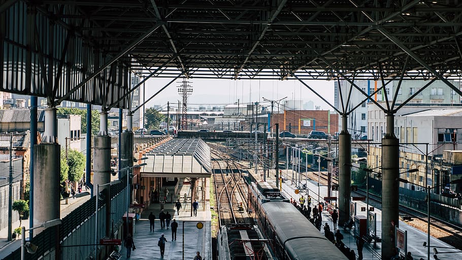 architecture, metro, rail, trains, platform, people, crowd HD wallpaper