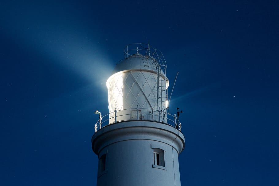 lighthouse during nighttime, star, building, architecture, sky HD wallpaper