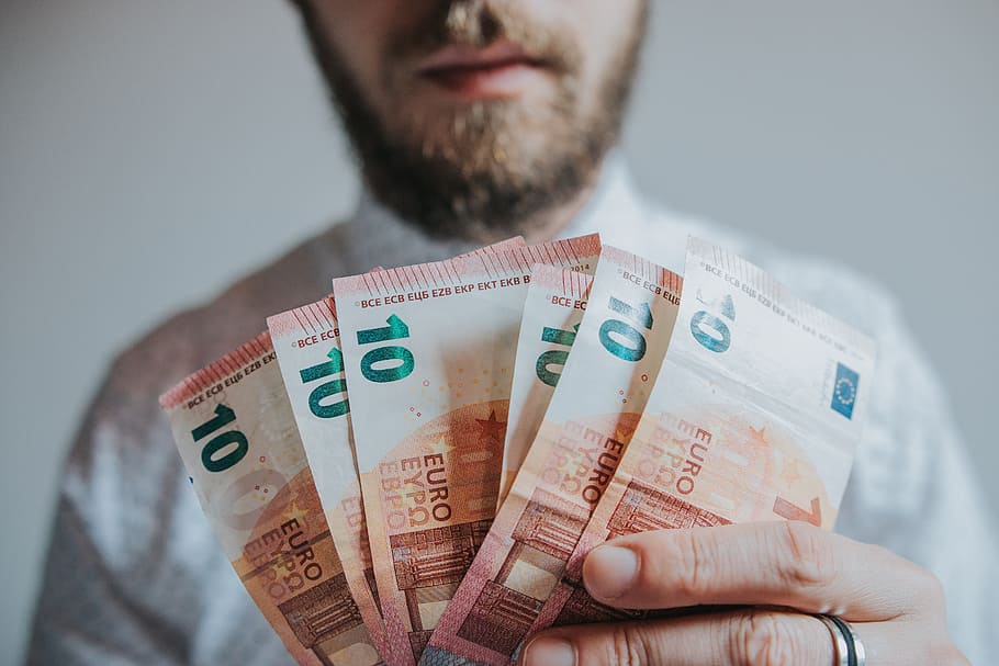 Person Holding Six 10 Banknotes, beard, bills, cash, close-up HD wallpaper