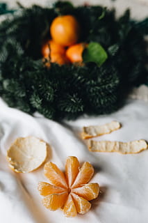 Still life of mandarin oranges with leaves, fruit, sweet, above HD wallpaper