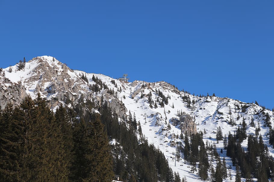 skiing, snow, mountain, winter, mountainside, chairlift, nature HD wallpaper