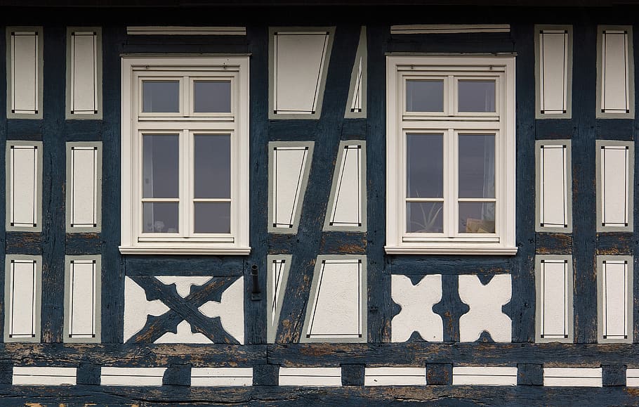 timbered house, windows, germany, building, architecture, truss HD wallpaper