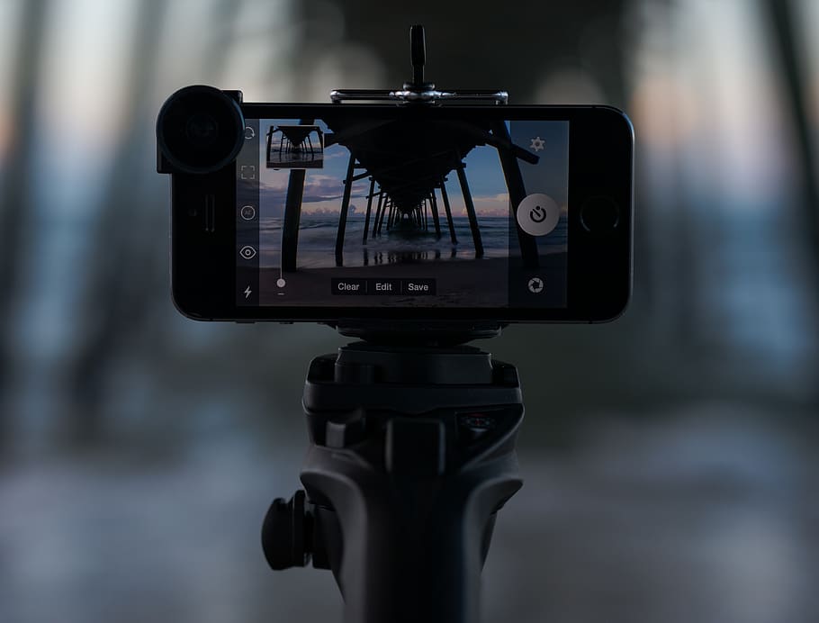 A smartphone on a tripod., io, mobile, mobile photography, olloclip HD wallpaper