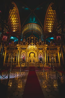 Brown Building Interior, aisle, altar, ancient, architecture HD wallpaper