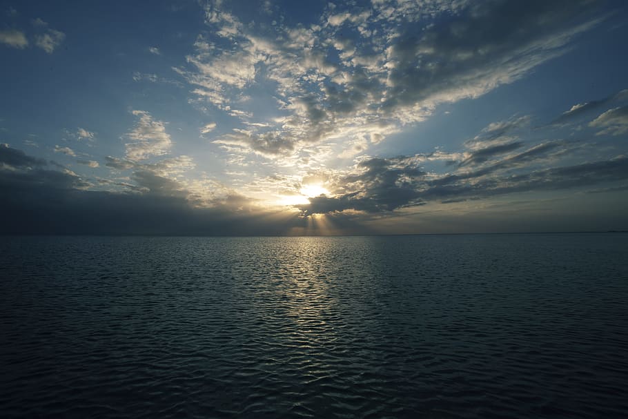 Scenic View of Ocean During Dawn, beach, clouds, dusk, idyllic HD wallpaper